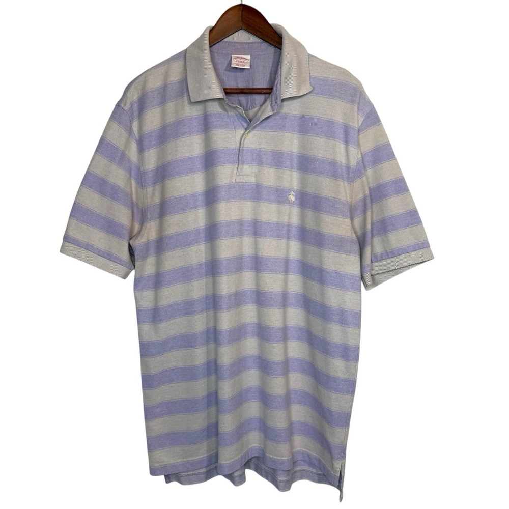 Brooks Brothers Mens L Polo Shirt Striped Golf Performance Casual Original‎ Fit